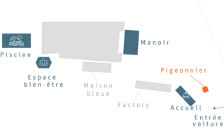 La plan du Clos Grâce avec la localisation du Pigeonnier